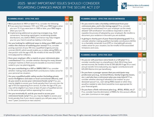 What Important Issues Should I Consider Regarding Changes Made By The SECURE Act 2.0