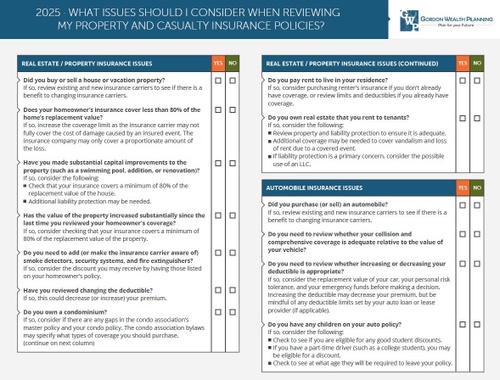 What Issues Should I Consider When Reviewing My Property And Casualty Insurance Policies