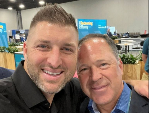 Brad with Tim Tebow, former NFL player, Heisman Trophy winner and "Celebrity for a Cause Champion"