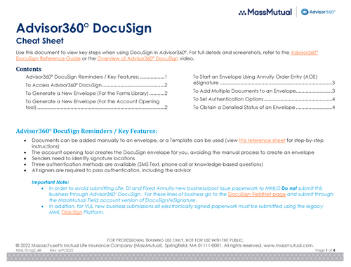 DocuSign Cheat<br/>Sheet