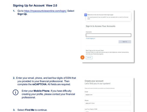 Create Your Account View 2.0 Profile