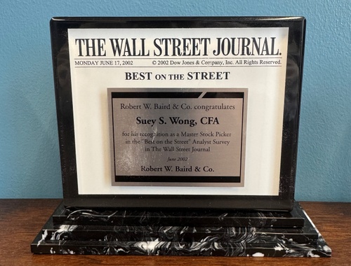 2002 & 2003 WSJ Best on the Street - Top 5 Analyst