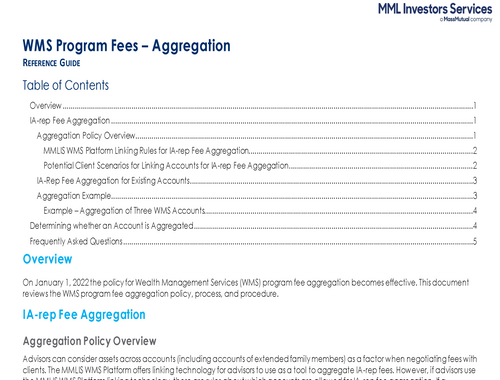 WMS Program Fees - Aggregation