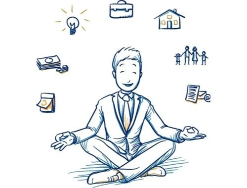 sketch of a man in a suit meditating about financial matters