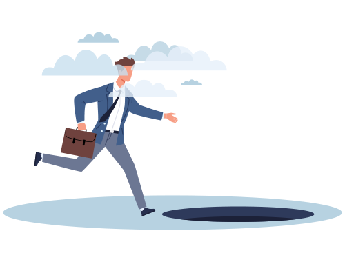 Man avoiding pitfalls illustration