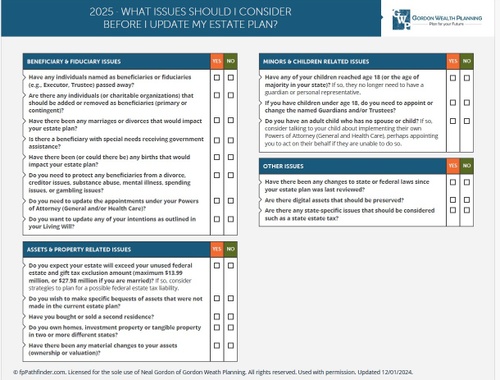 Issues To Consider When Reviewing My Estate Planning Documents