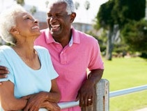 Elderly couple smiling