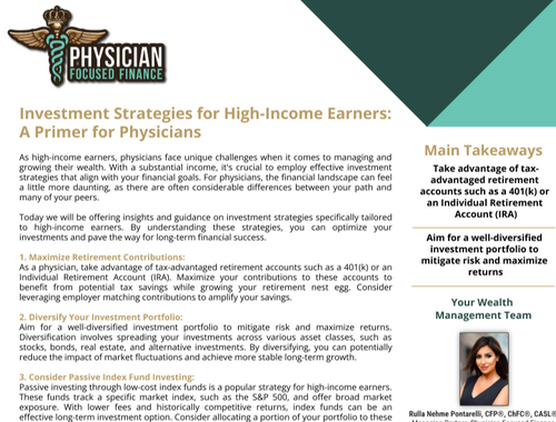 Expert Investment Strategies for High-Income Earners: A Guide for Physicians & Medical Professionals