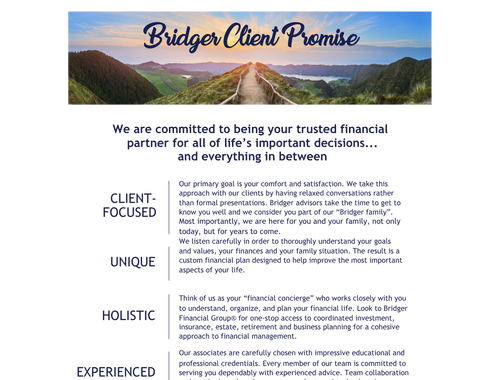 Bridger Client Promise