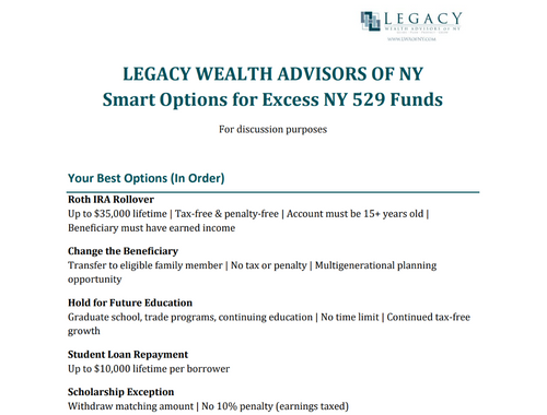 Options for Excess 529 Funds