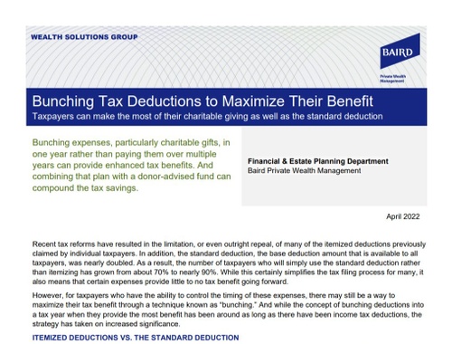 Bunching Tax Deductions