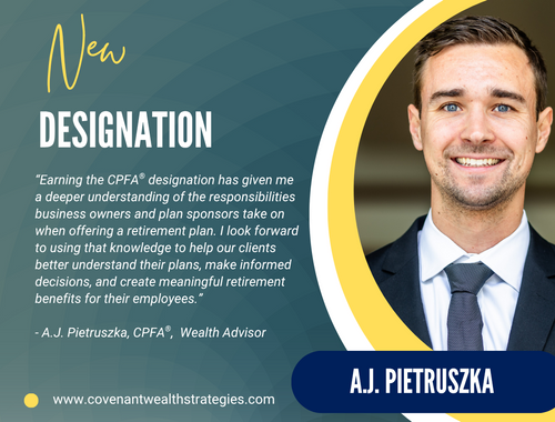 A.J. Pietruszka Earns His CPFA Designation!