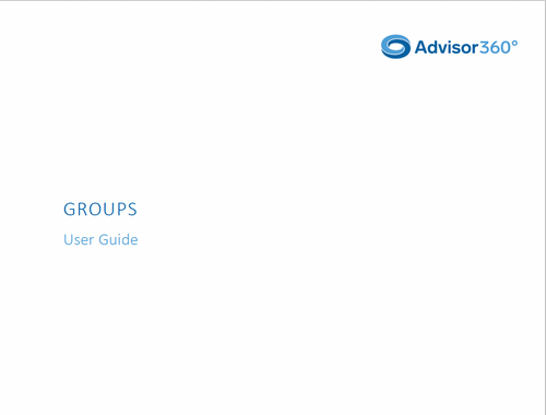 Advisor360 Groups User Guide