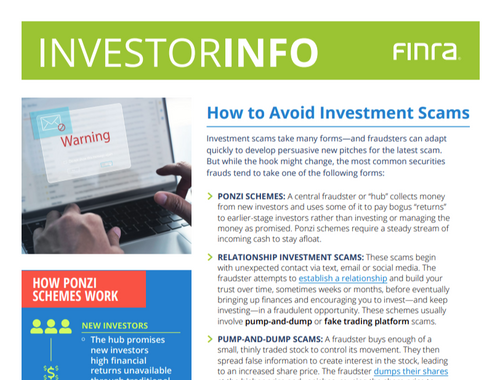 Investor Info: How to Avoid Investment Scams