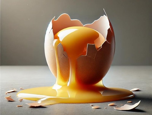 Stage 6: Fully Broken Egg with Contents Spilled (Extreme Stress)