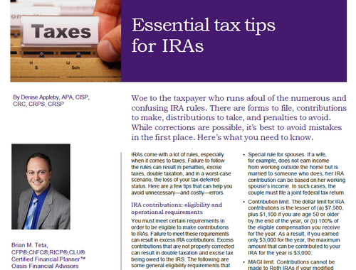 Essential tax tips for IRAs