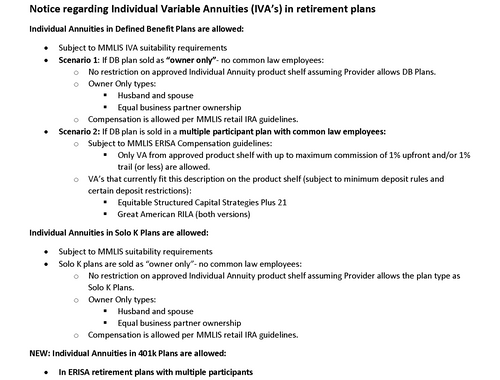 Individual Annuities in Retirement Plans