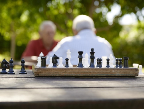 2 Older people playing chess