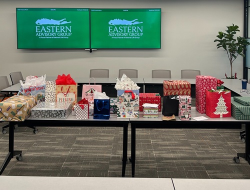 holiday gift exchange & sweater contest