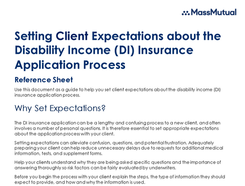 Setting Client Expectations about the DI Application Process
