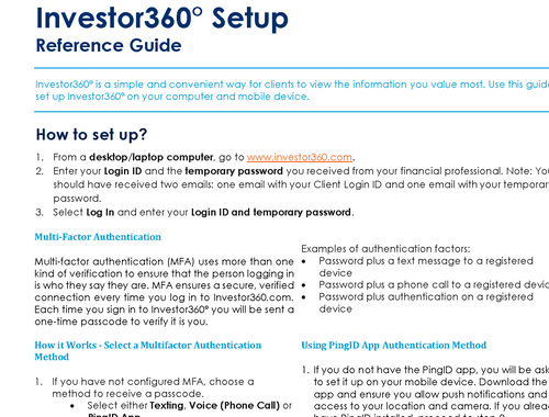 Quick Start Guide to Advisor360° 