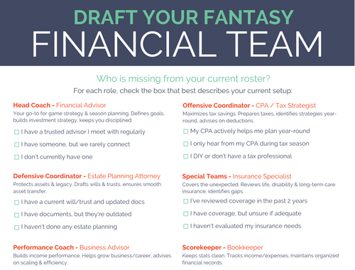 Fantasy Financial Team Checklist