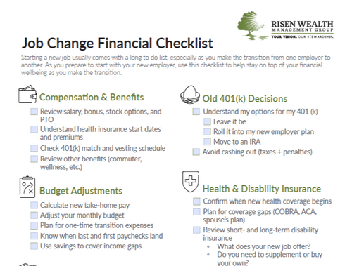 Job <br/>Change Checklist