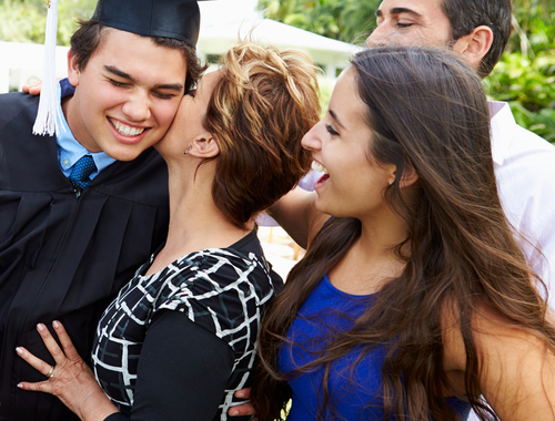 family celebrating a graduation