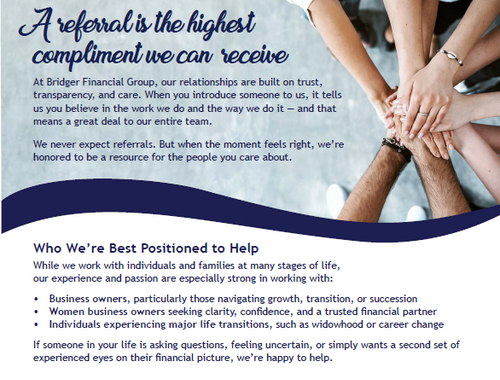 A referral is the highest compliment