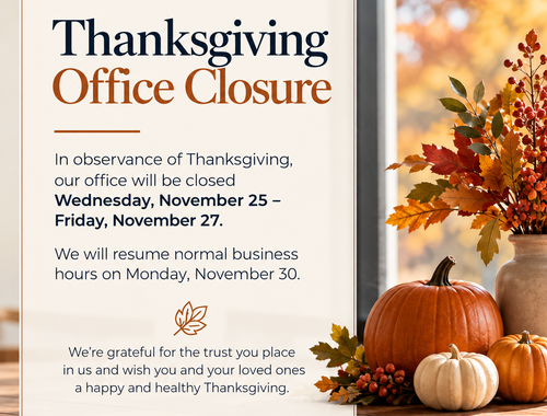 Upcoming Office Closure