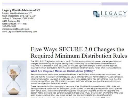 SECURE 2.0 Act: Changes to RMD Rules