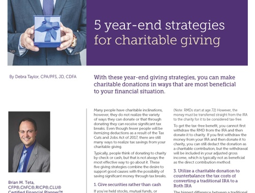 Year End Strategies for charitable giving