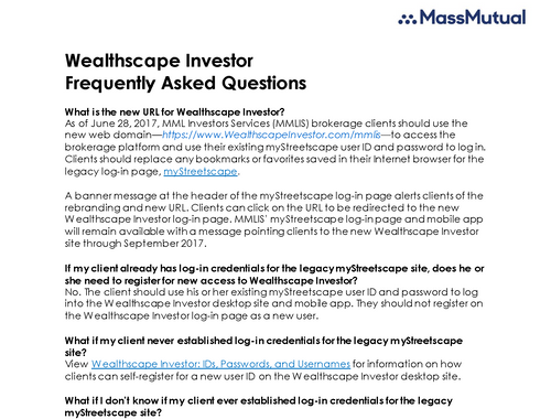 Wealthscape Investor FAQs