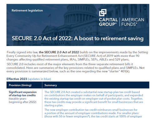 SECURE 2.0 Act of 2022: A Boost to Retirement Saving