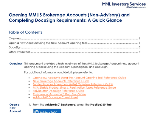 Opening MMLIS Brokerage Accounts (Non-Advisory)