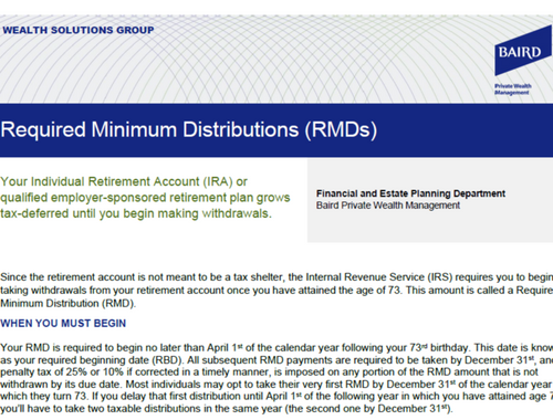 Required Minimum Distributions