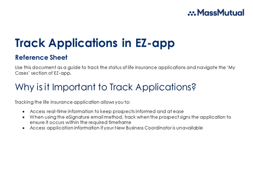 Track Applications in EZ-app