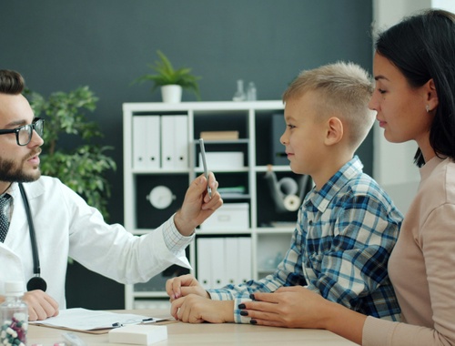 Family reviewing early intervention options