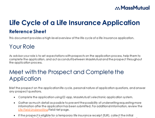 Life Cycle of a Life Insurance Application