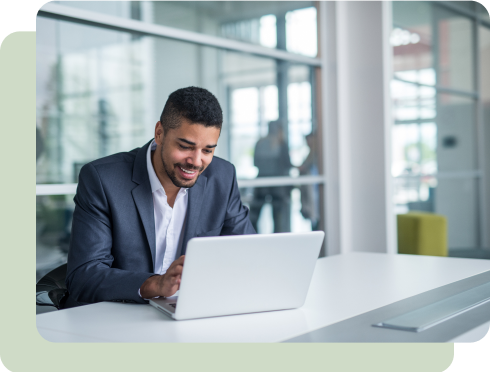Business man working on a laptop