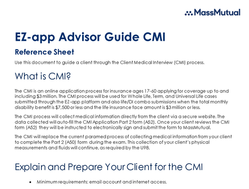 EZ-app Advisor Guide CMI