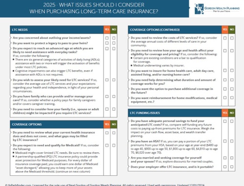 Issues to Consider When Purchasing Long-Term Care Insurance