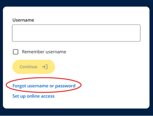 Reset Your Username or Password