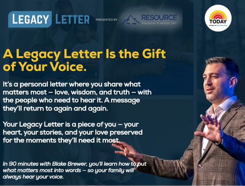 Legacy Letter Workshop hosted by Resource Financial Planning<br/>Thursday, May 14th, 2026, 6pm PST