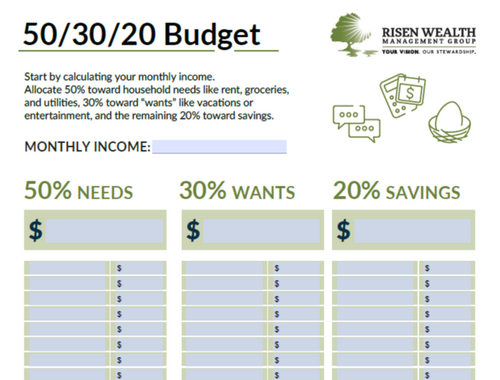50/30/20 Budget Worksheet
