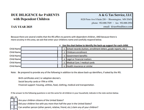 2025 Due Diligence for parents