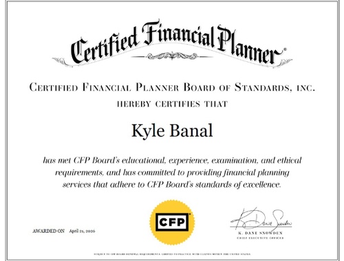Kyle Banal Earns His CFP Designation!