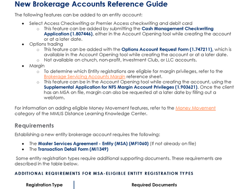 New Brokerage Accounts Reference Guide