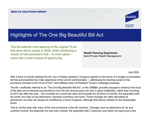 Highlights of The One Big Beautiful Bill Act