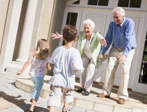 Grandparents welcoming grandchildren